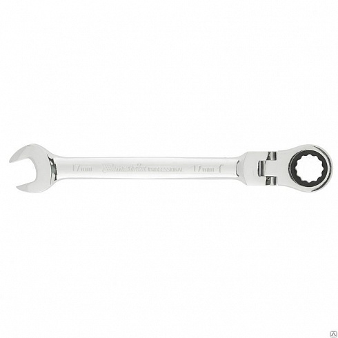 Ключ комбинированный трещоточный, 19мм, CrV, шарнирный, зерк.хром MATRIX PR