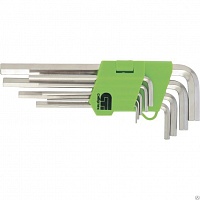 Набор ключей имбусовых HEX, 1,5–10 мм, 45x, закаленные, 9 шт., короткие, ни