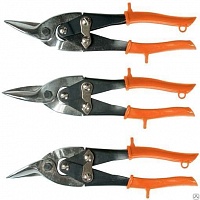 Ножницы по металлу, 250 мм, обрезиненные рукоятки, 3 шт прямые, левые, пра